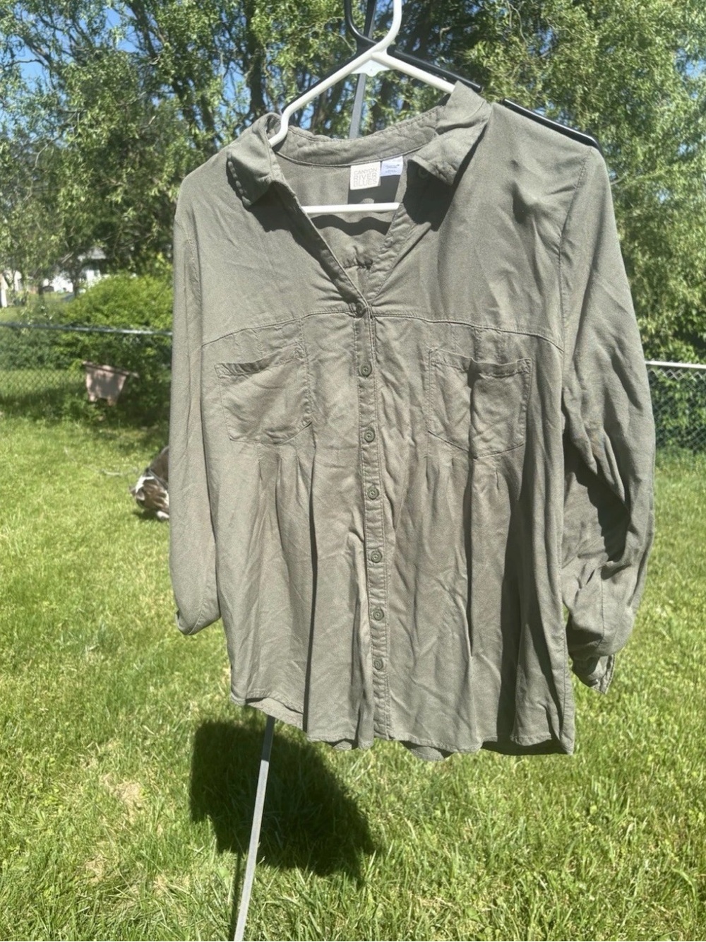 Canyon River Blues Olive Button-Down Blouse